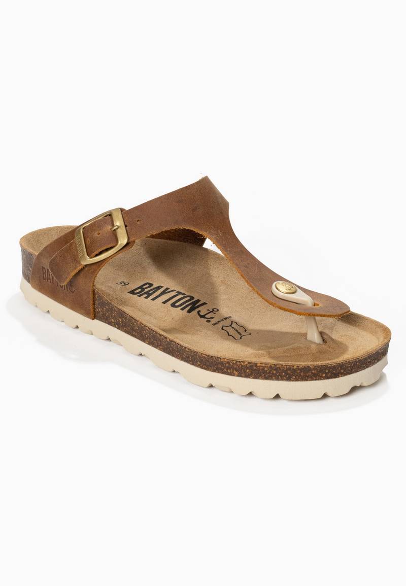 Sandales Mercure Camel 100% Cuir à Entre-Doigts