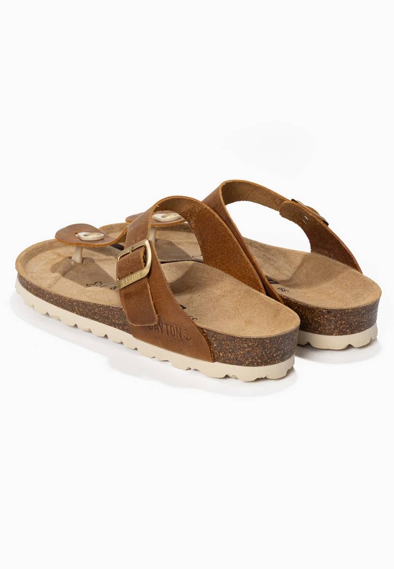 Sandales Mercure Camel 100% Cuir à Entre-Doigts