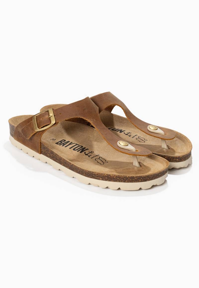 Sandales Mercure Camel 100% Cuir à Entre-Doigts