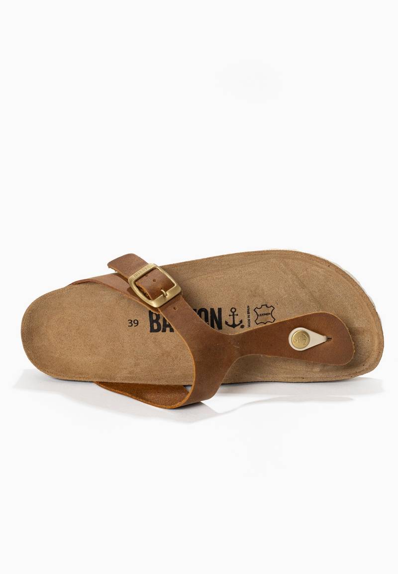 Sandales Mercure Camel 100% Cuir à Entre-Doigts