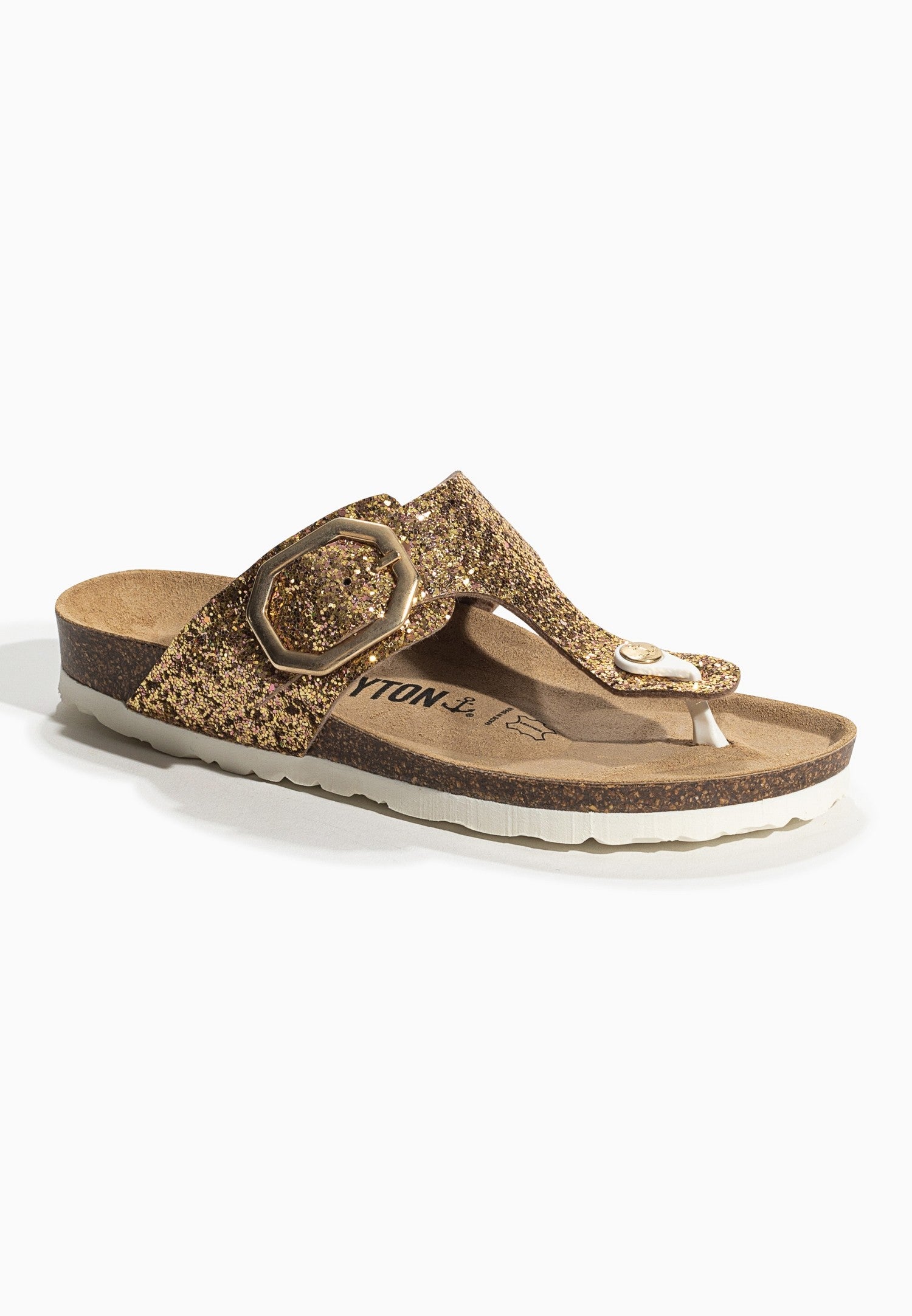 Gold Glitter Mercury Sandals with Toe Post