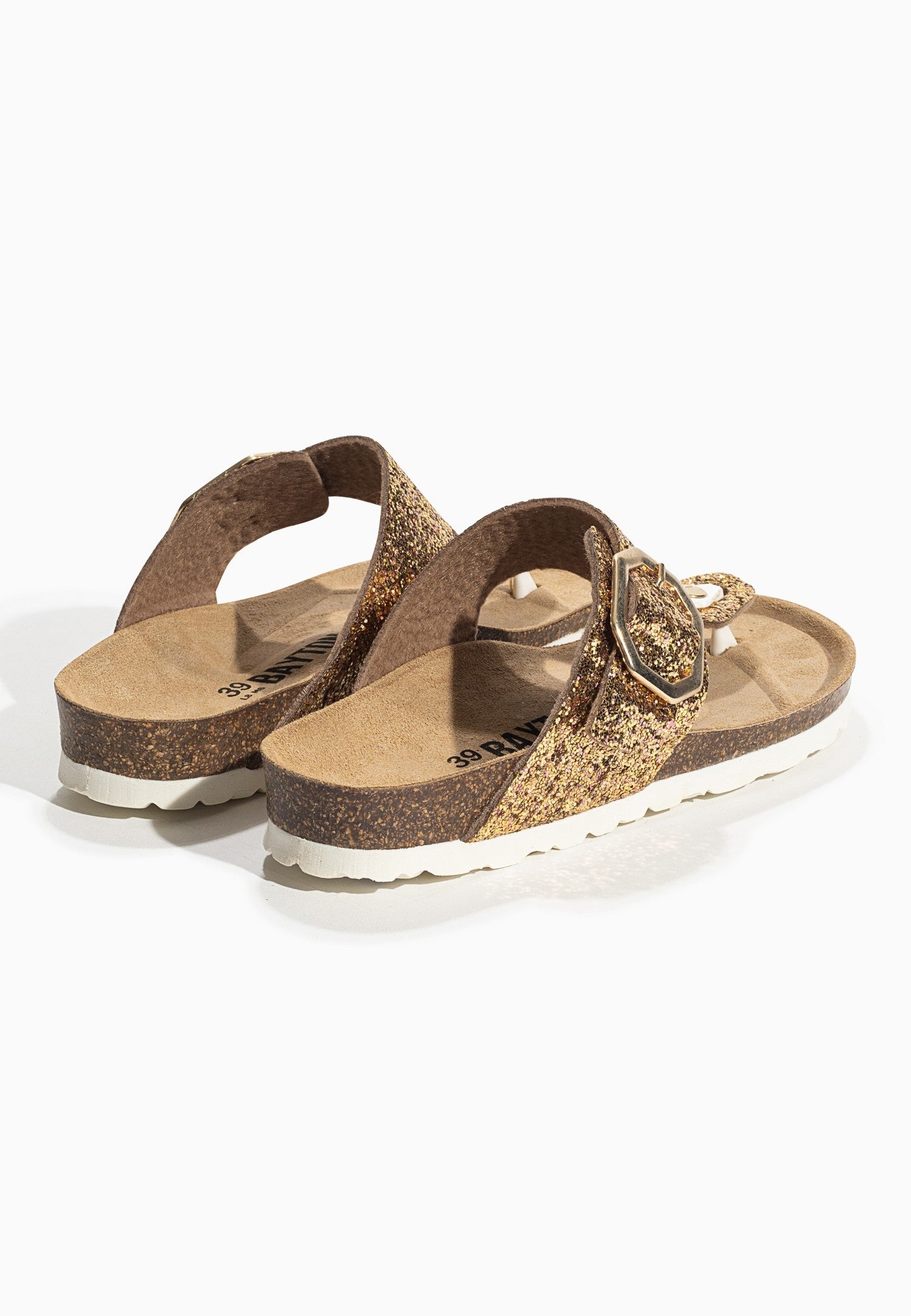 Gold Glitter Mercury Sandals with Toe Post