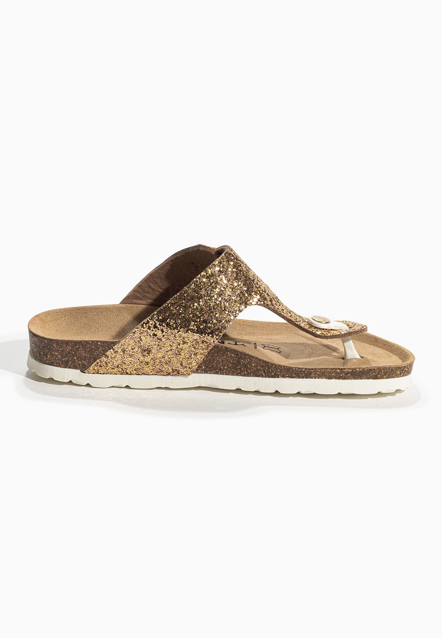 Gold Glitter Mercury Sandals with Toe Post