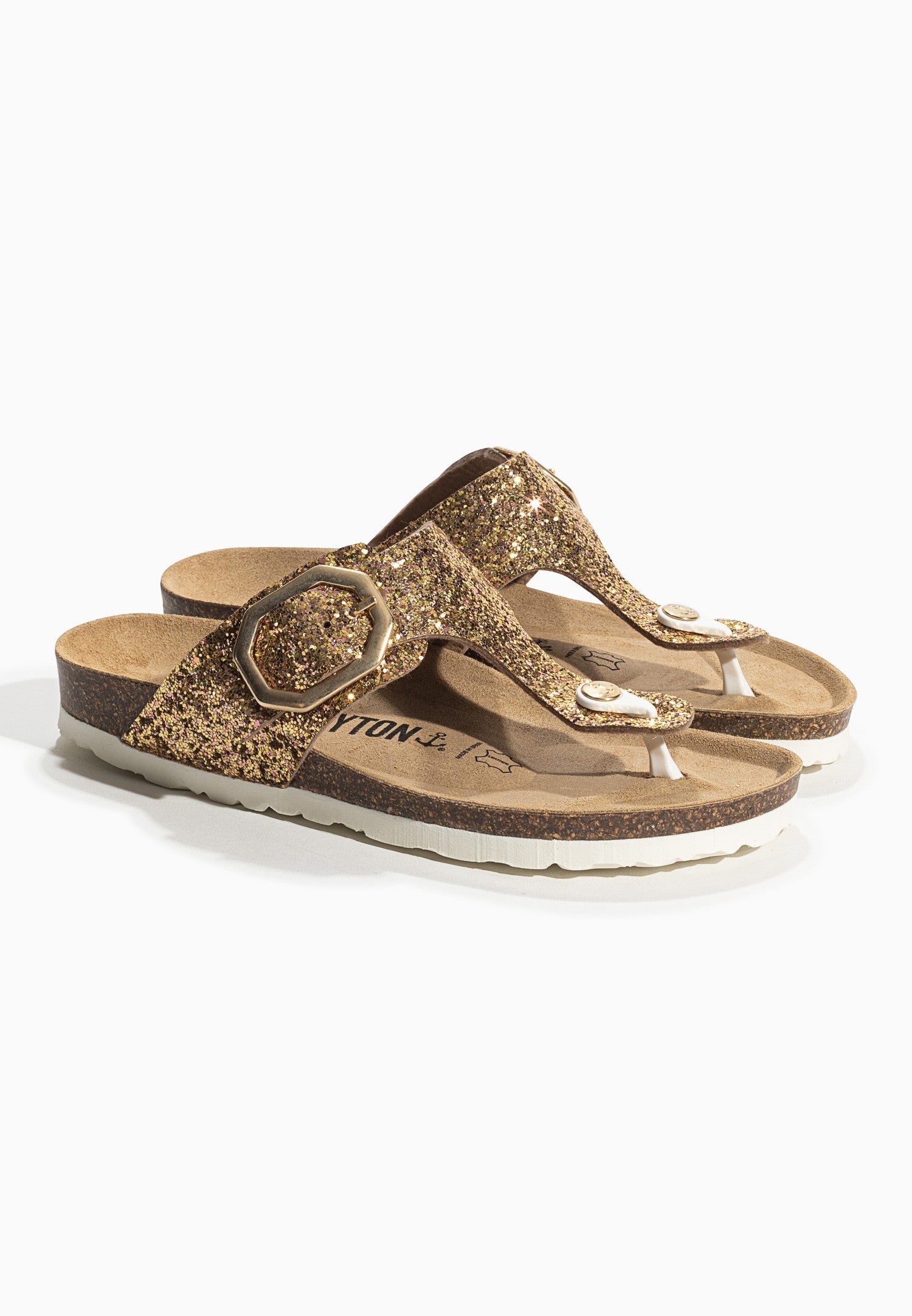 Gold Glitter Mercury Sandals with Toe Post