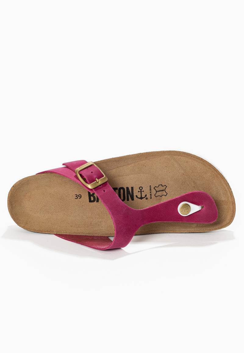 Sandales Mercure Fuschia 100% Cuir à Entre-Doigts