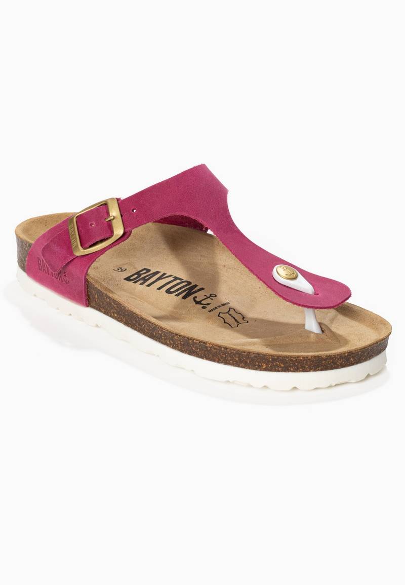 Sandales Mercure Fuschia 100% Cuir à Entre-Doigts