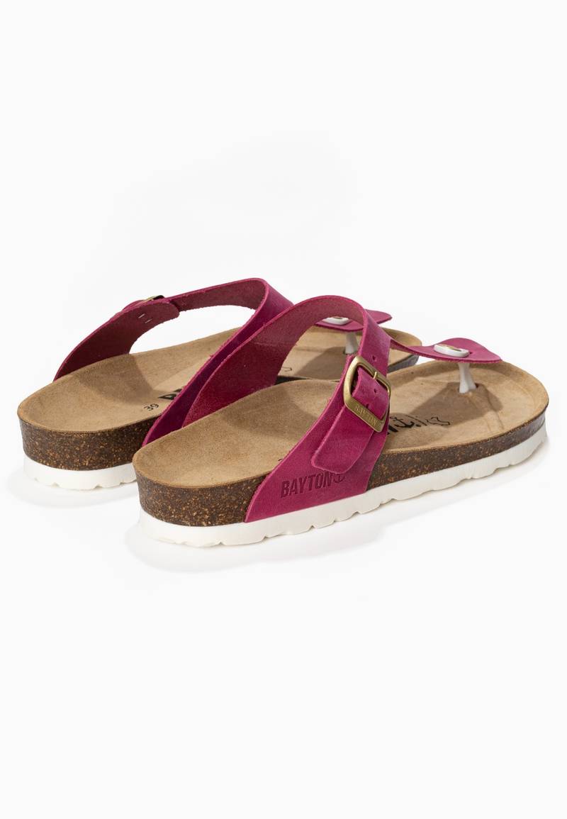 Sandales Mercure Fuschia 100% Cuir à Entre-Doigts