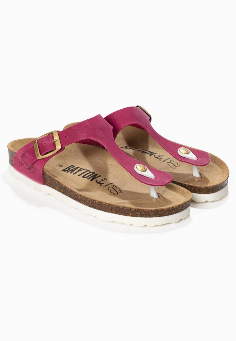 Sandales Mercure Fuschia 100% Cuir à Entre-Doigts