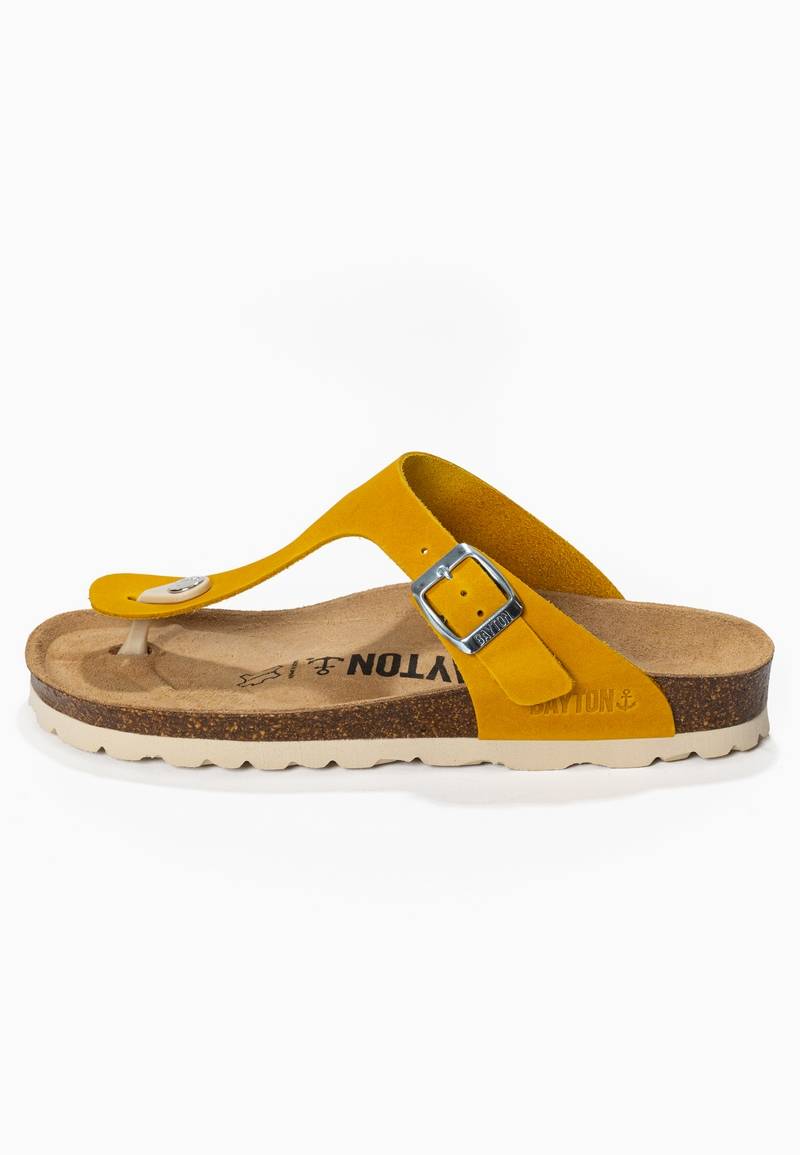 Yellow Mercury 100% Leather Toe-Strap Sandals