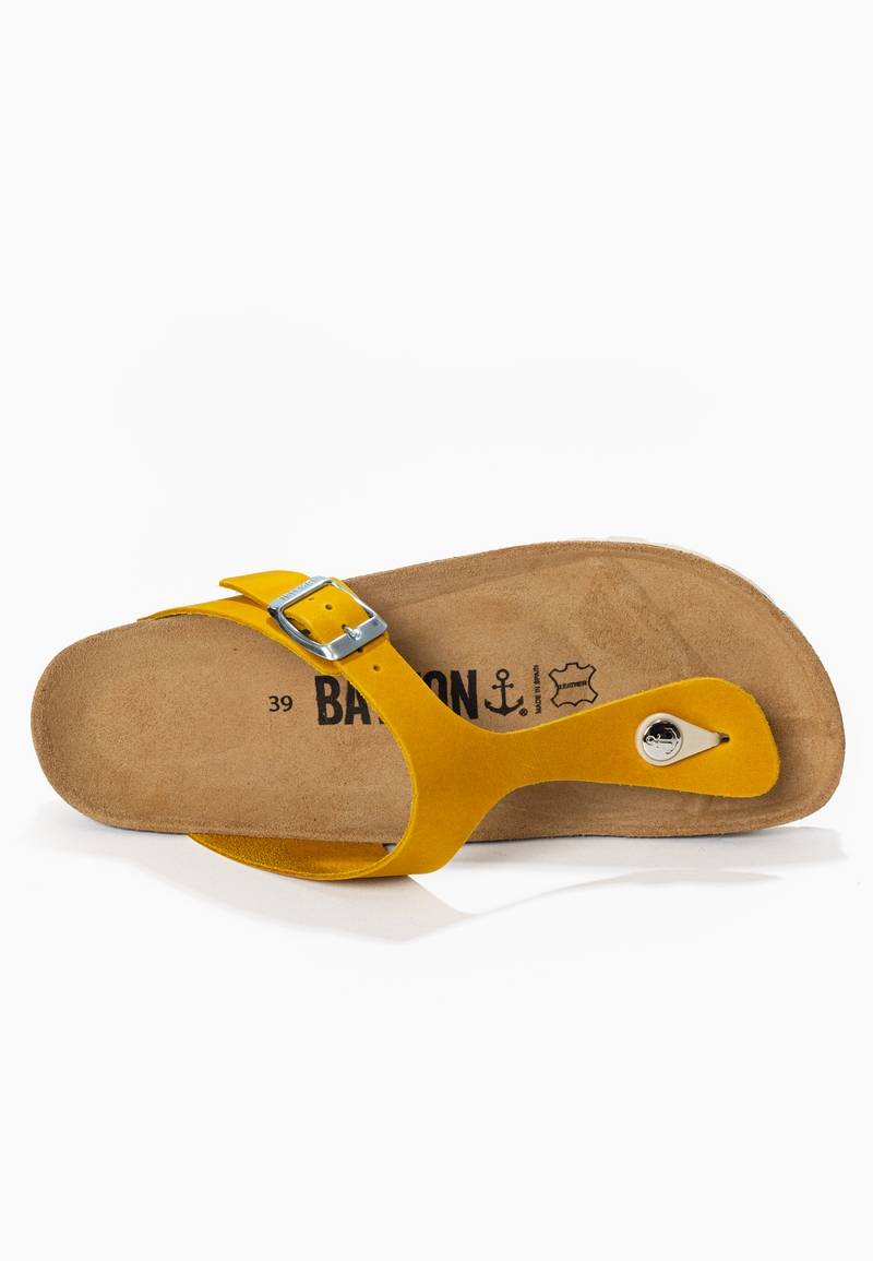 Sandales Mercure Jaune 100% Cuir à Entre-Doigts