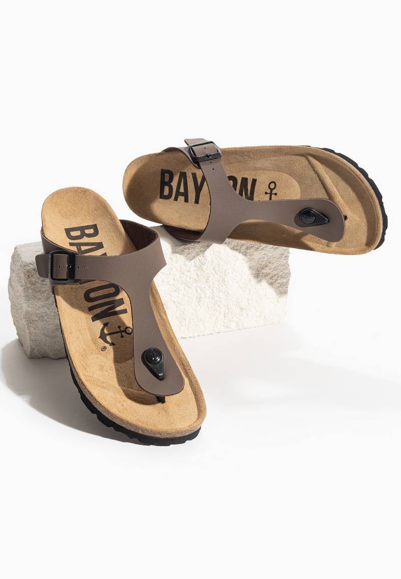 Brown Mercury Toe-Strap Sandals