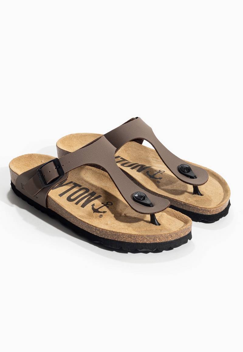 Brown Mercury Toe-Strap Sandals