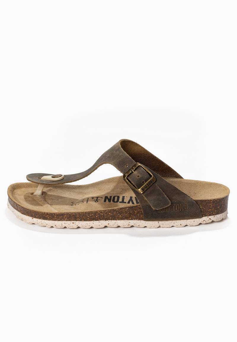 Brown 100% Leather Mercury Sandals with Toe Post