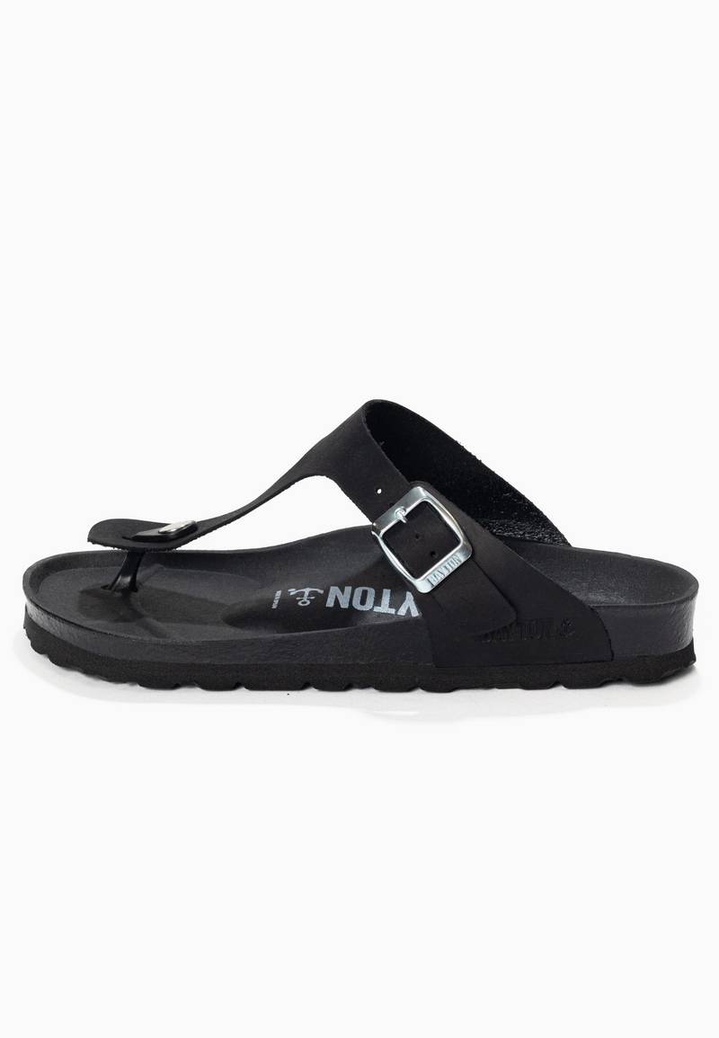 Black Microfiber Mercury Sandals with Toe Post