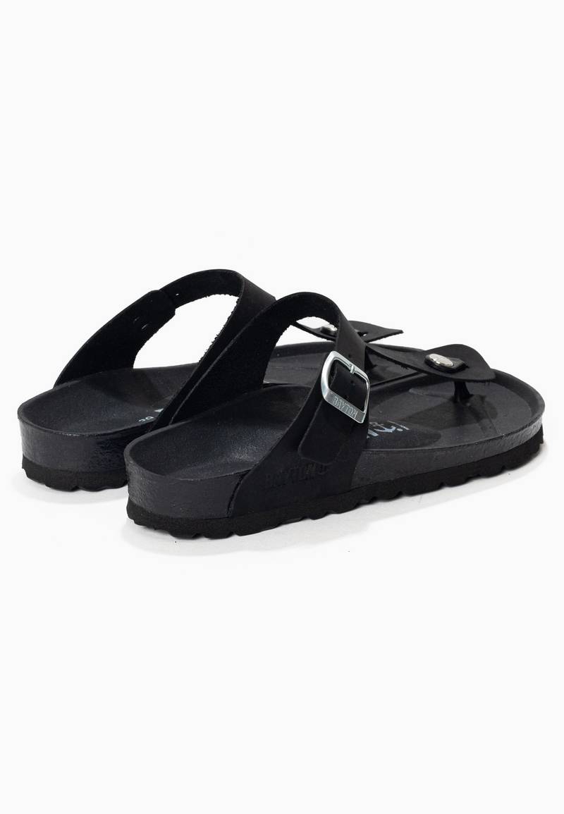 Black Microfiber Mercury Sandals with Toe Post