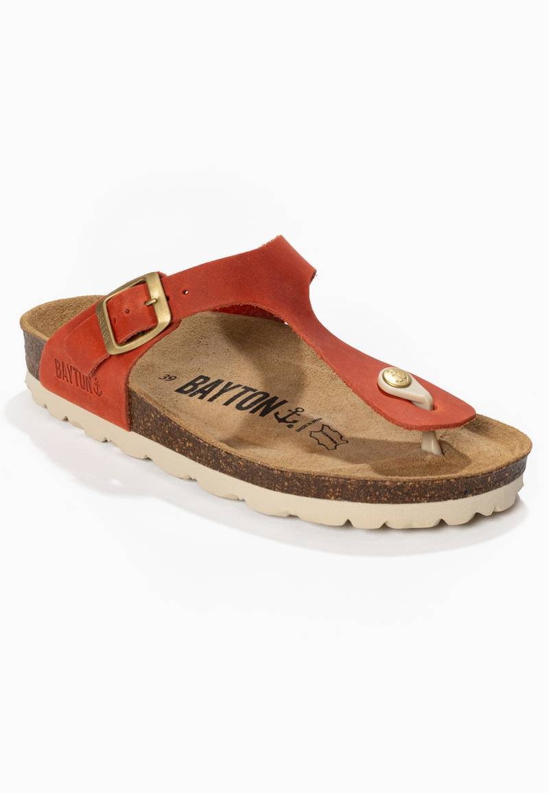 Orange Mercure 100% Leather Toe-Strap Sandals