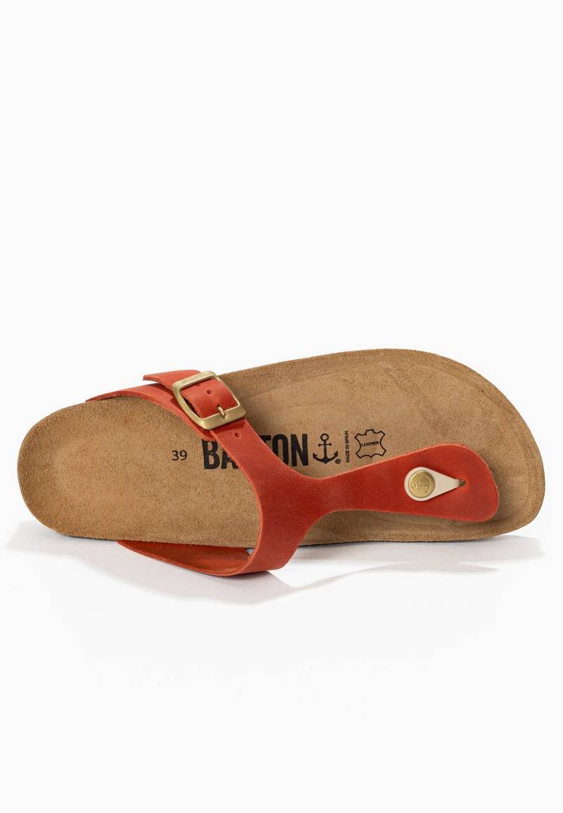 Orange Mercure 100% Leather Toe-Strap Sandals