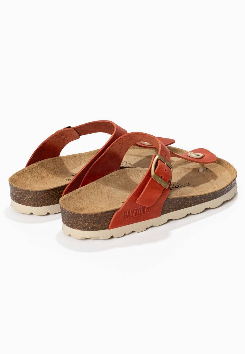 Orange Mercure 100% Leather Toe-Strap Sandals