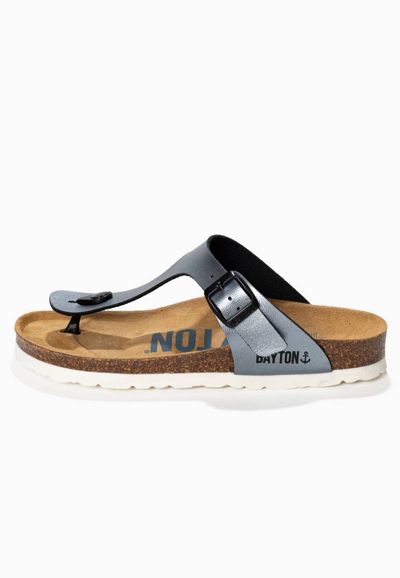 Mercure Pewter Toe-Strap Sandals