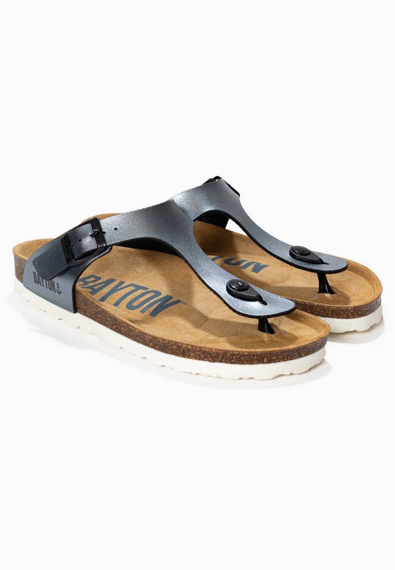 Mercure Pewter Toe-Strap Sandals