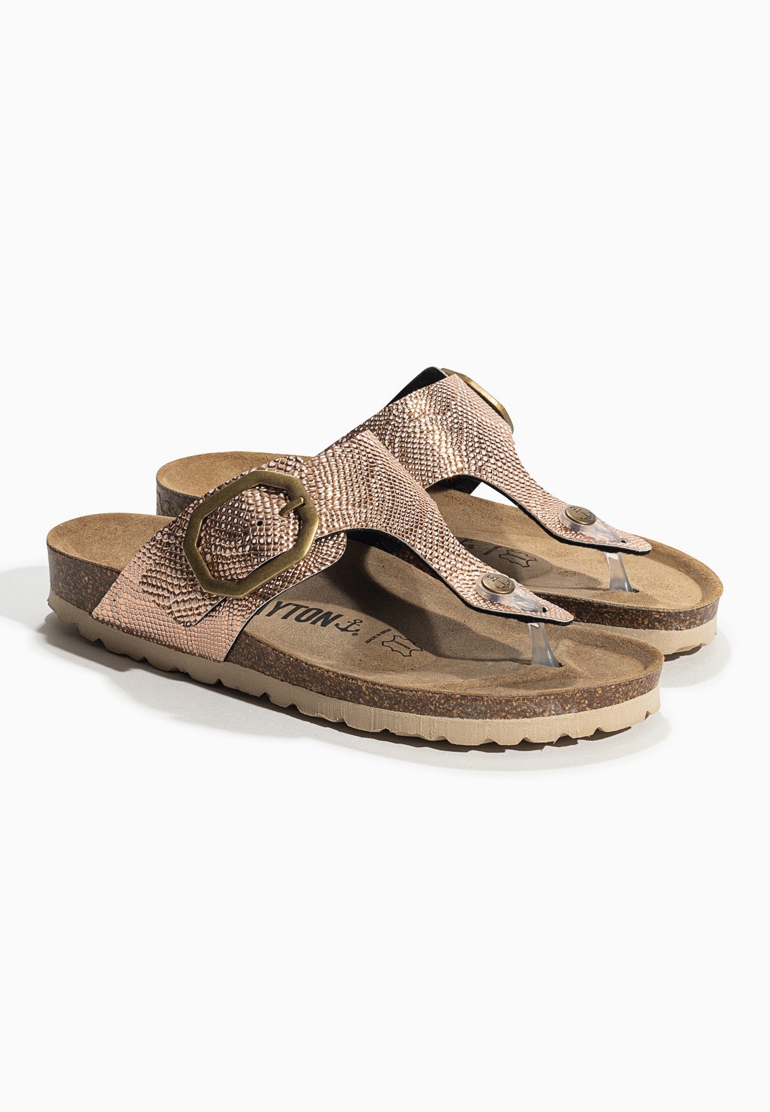 Rose gold Mercure sandals with toe post