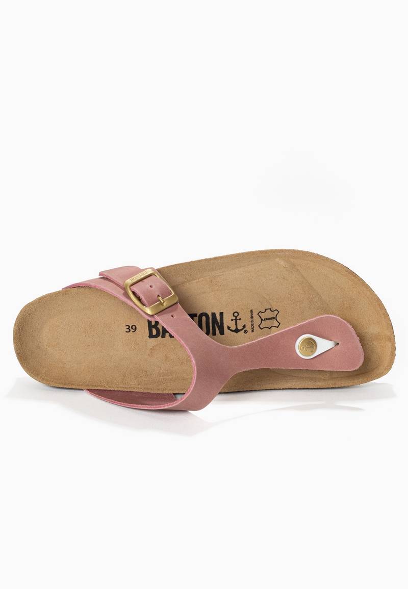 Sandales Mercure Rose 100% Cuir à Entre-Doigts