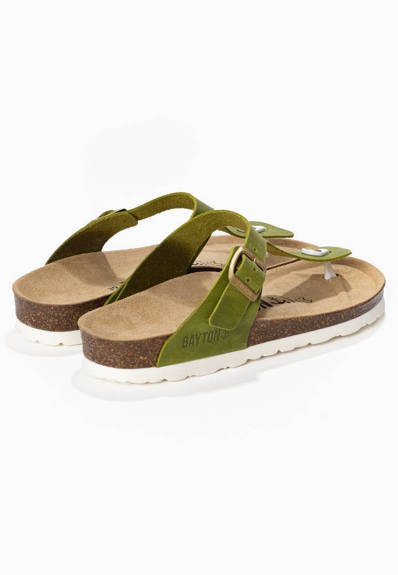 Green Mercury 100% Leather Toe Post Sandals