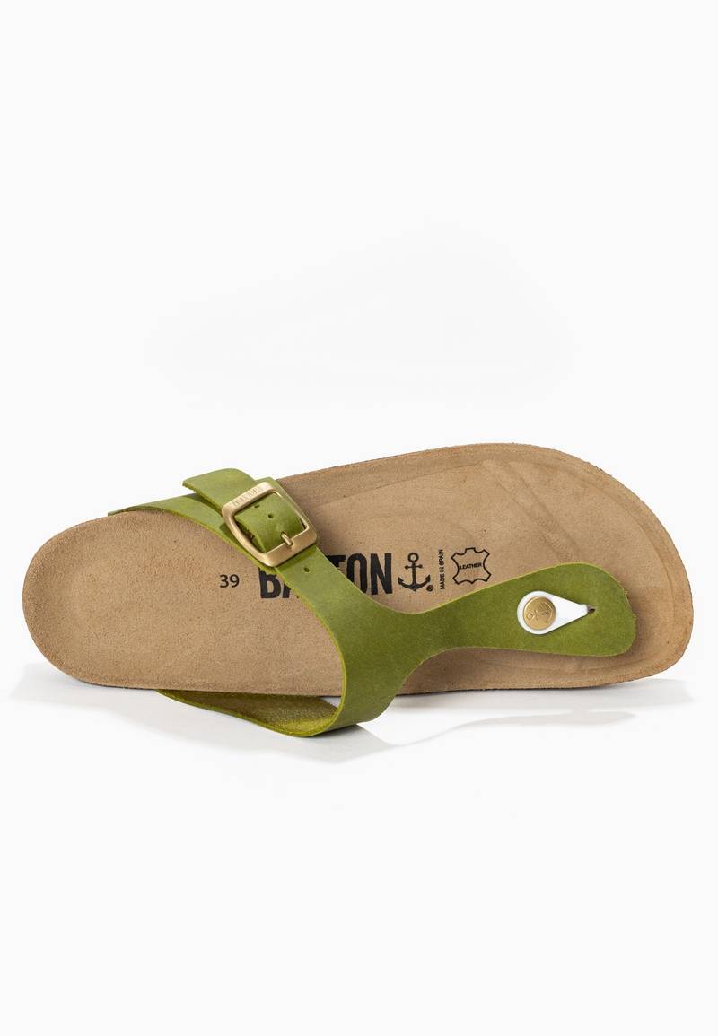 Sandales Mercure Vert 100% Cuir à Entre-Doigts