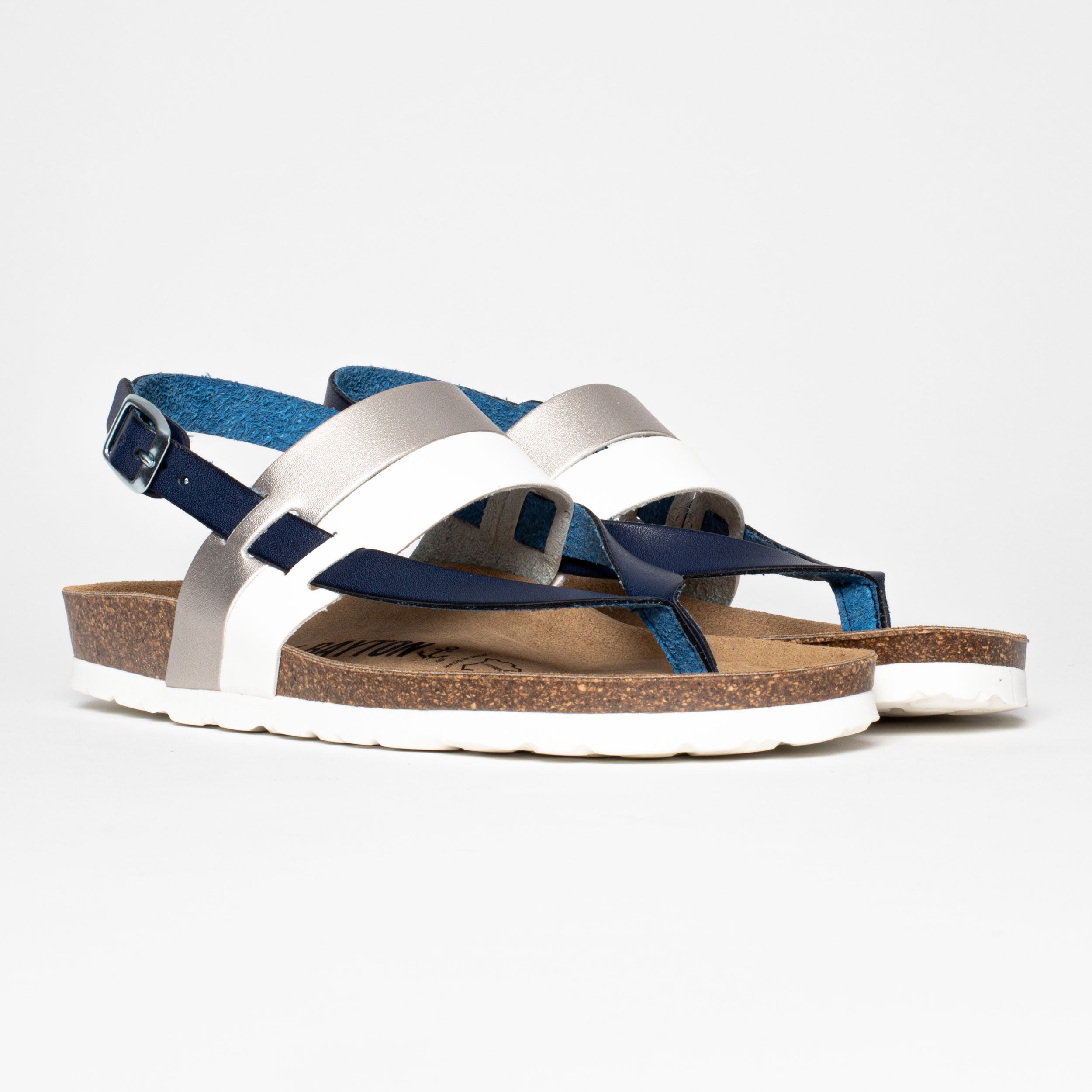 Sandalias Puntera Lajas Azul Marino