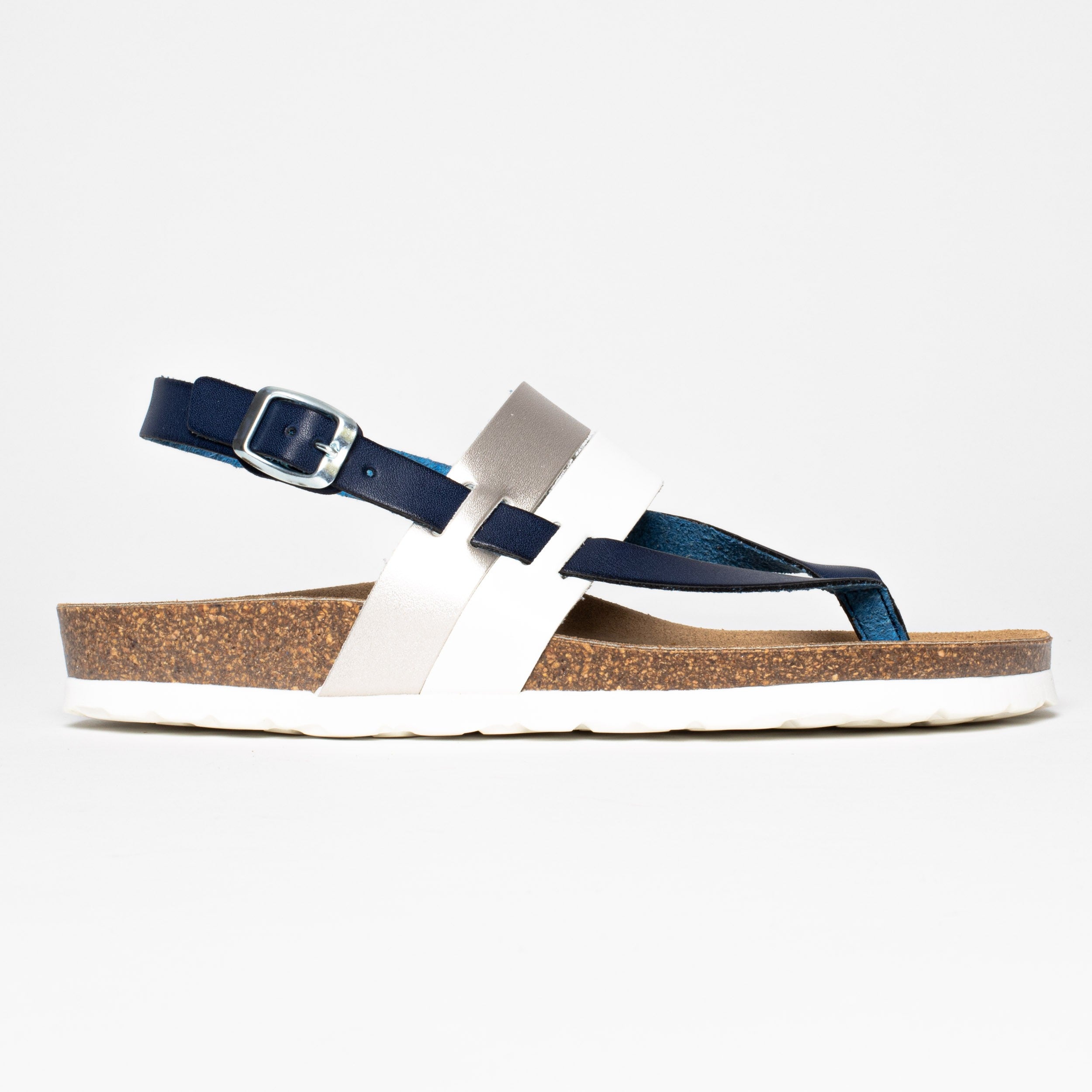 Sandalias Puntera Lajas Azul Marino