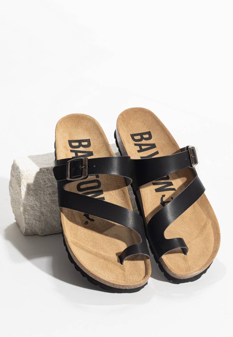 Black Biscaye Toe-Thong Sandals