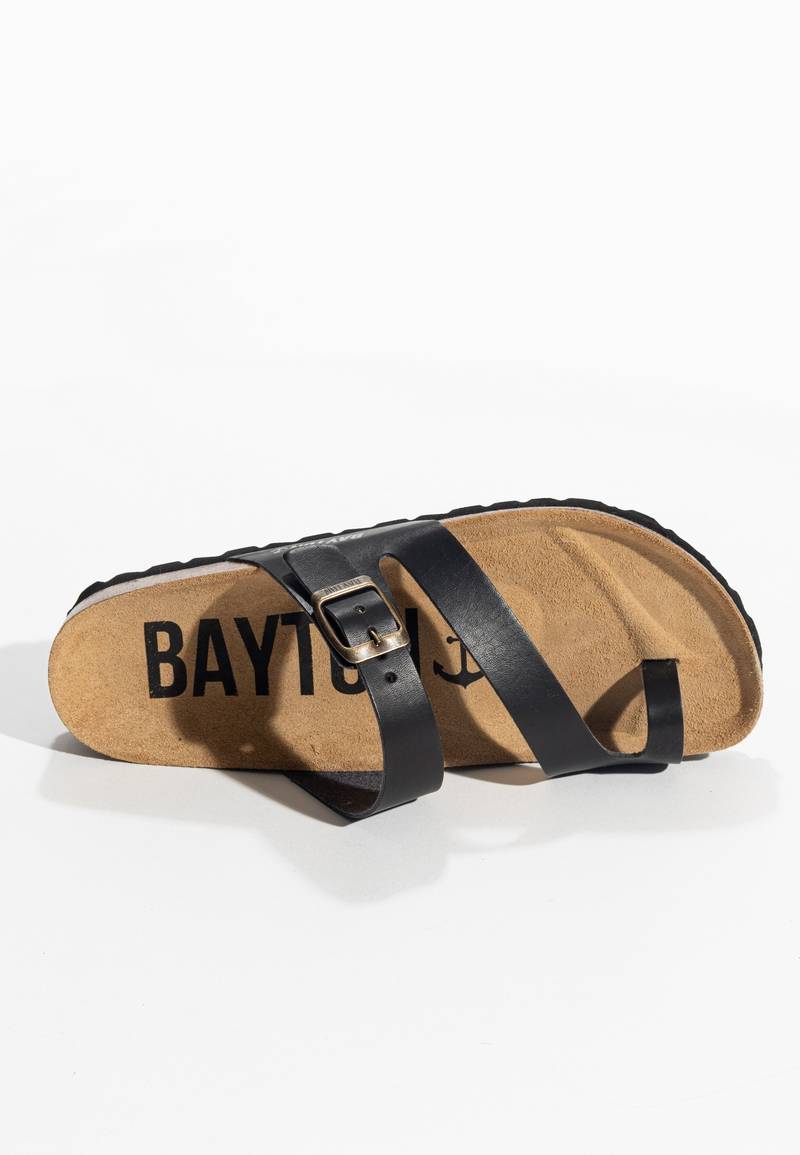 Black Biscaye Toe-Thong Sandals