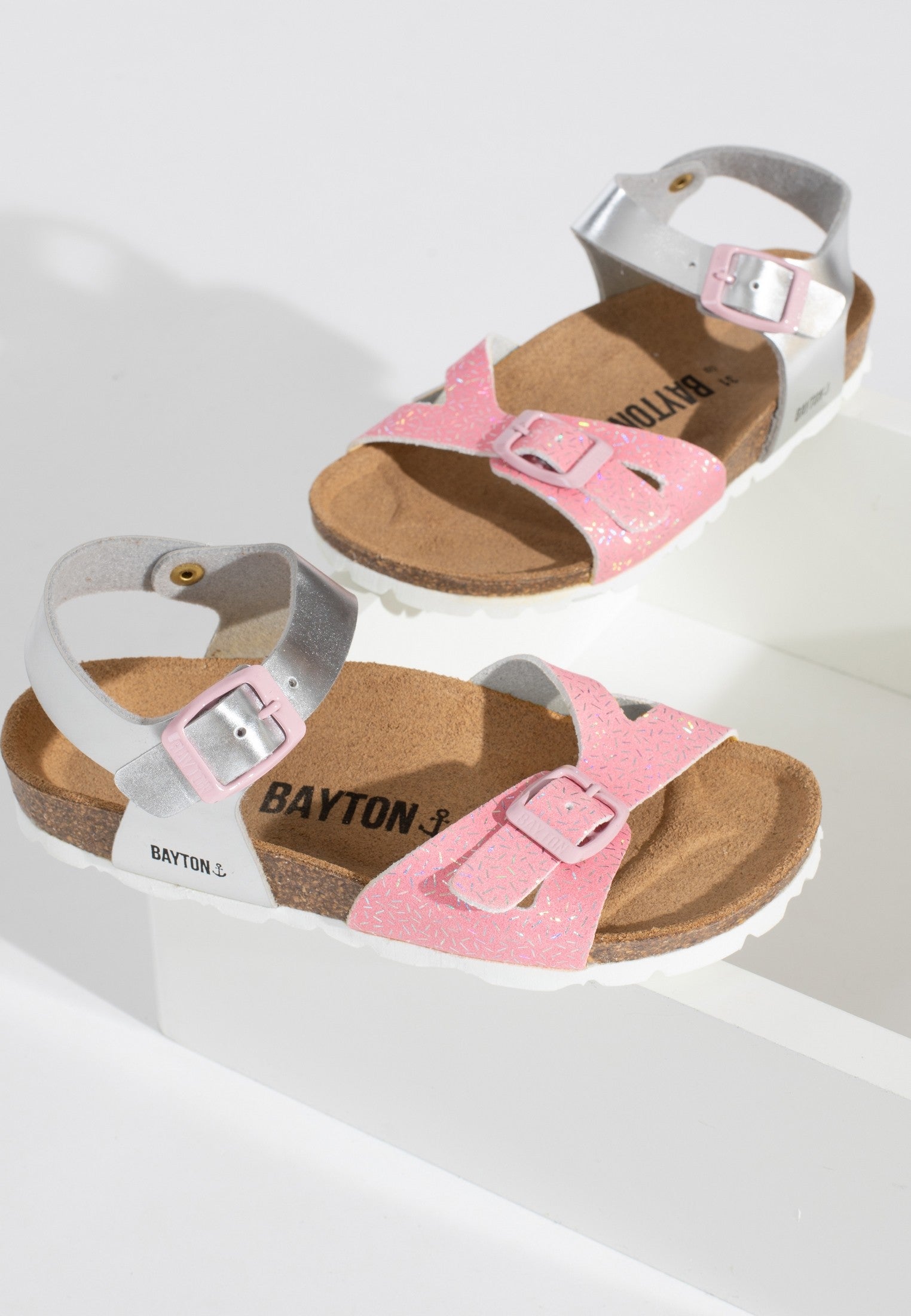 Pegasus Pink and Silver Multi-Strap Sandals