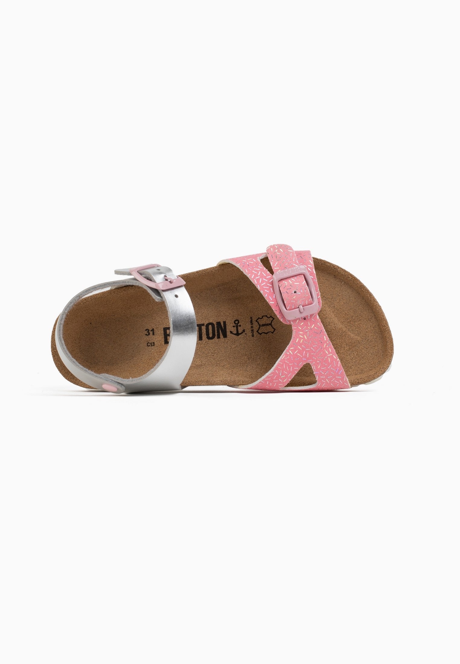 Sandalias Pegase Multitiras Rosa Y Plata