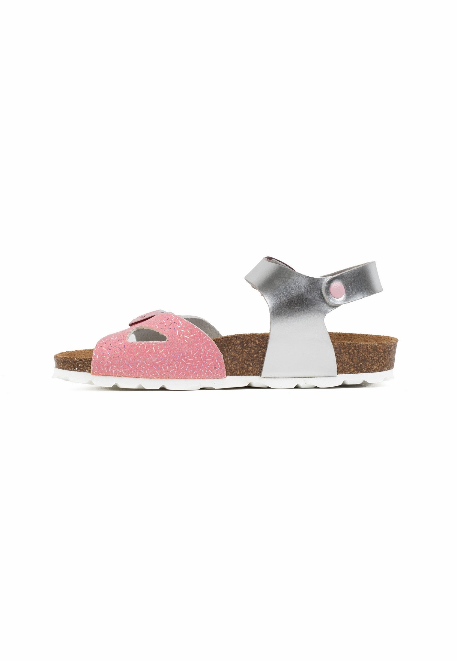 Sandalias Pegase Multitiras Rosa Y Plata