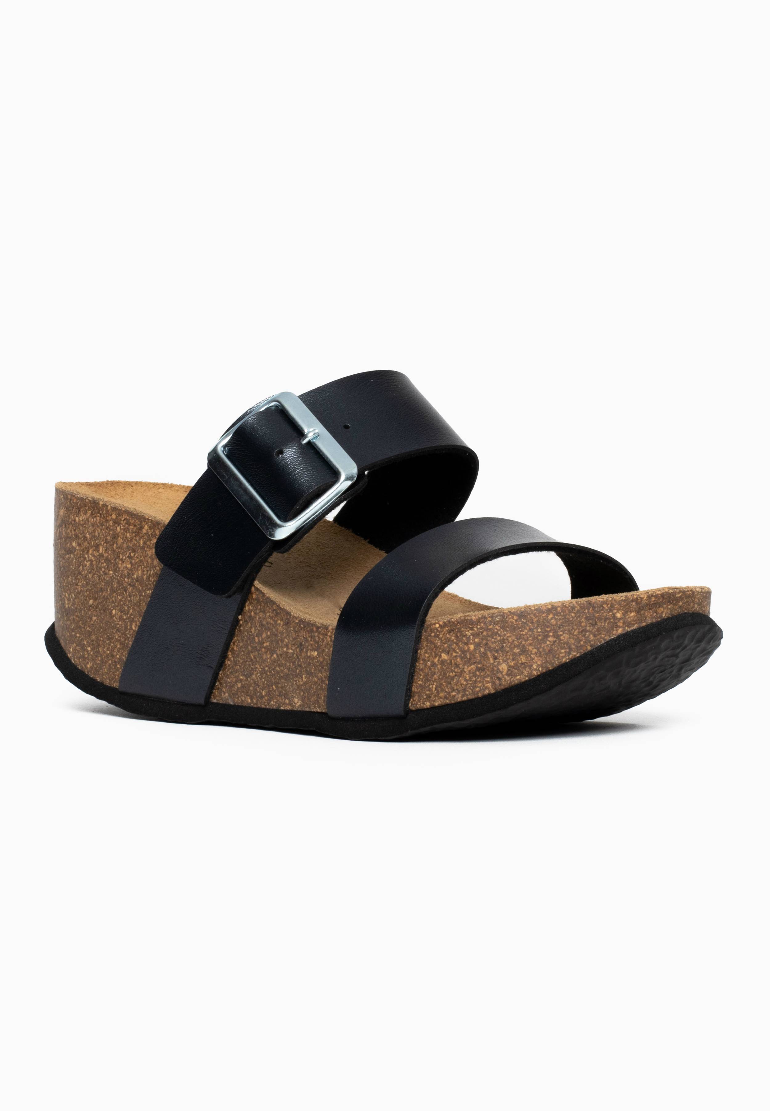 Sandalias Newcastle Cuña Y Semicuña Negro