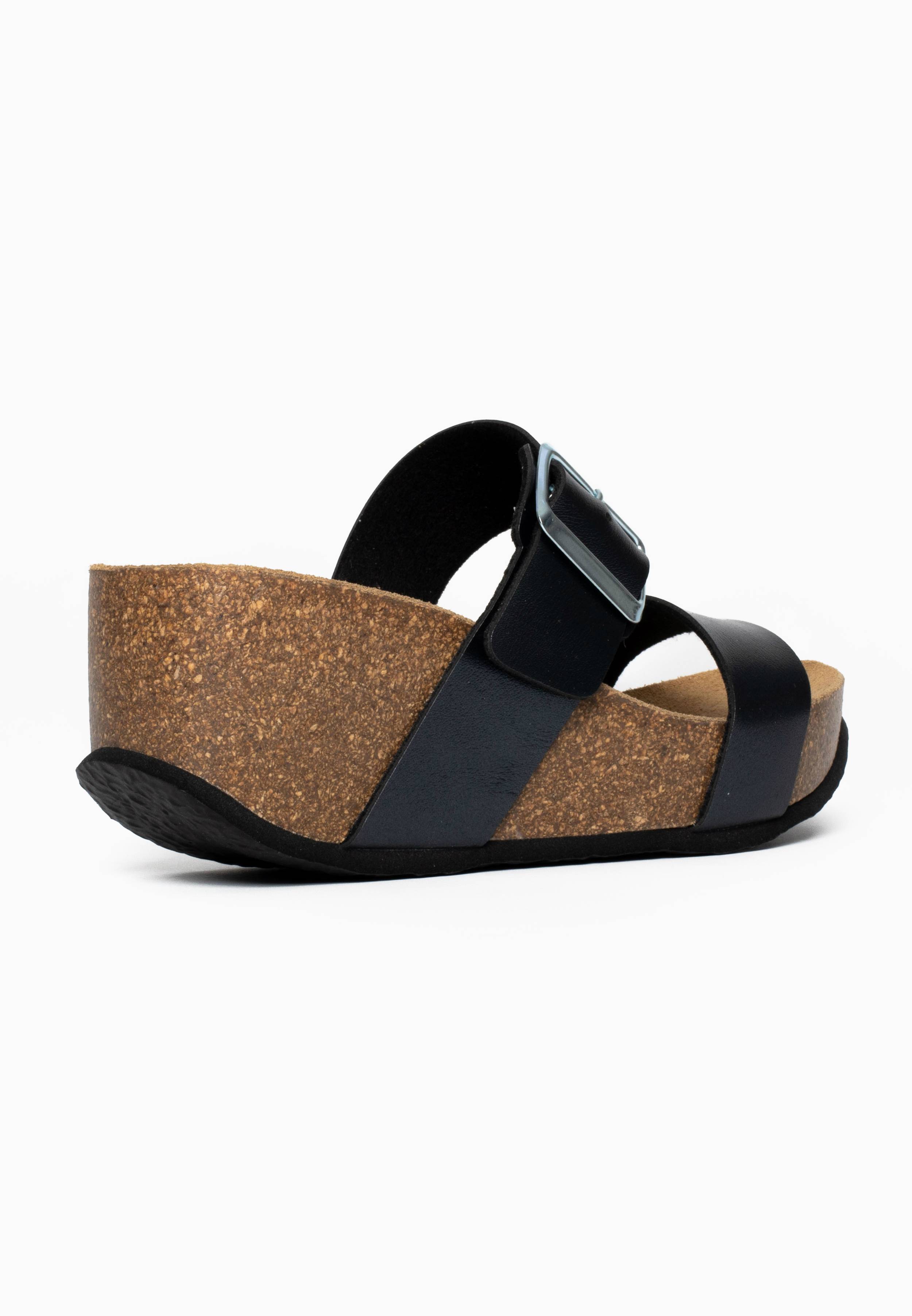 Sandalias Newcastle Cuña Y Semicuña Negro