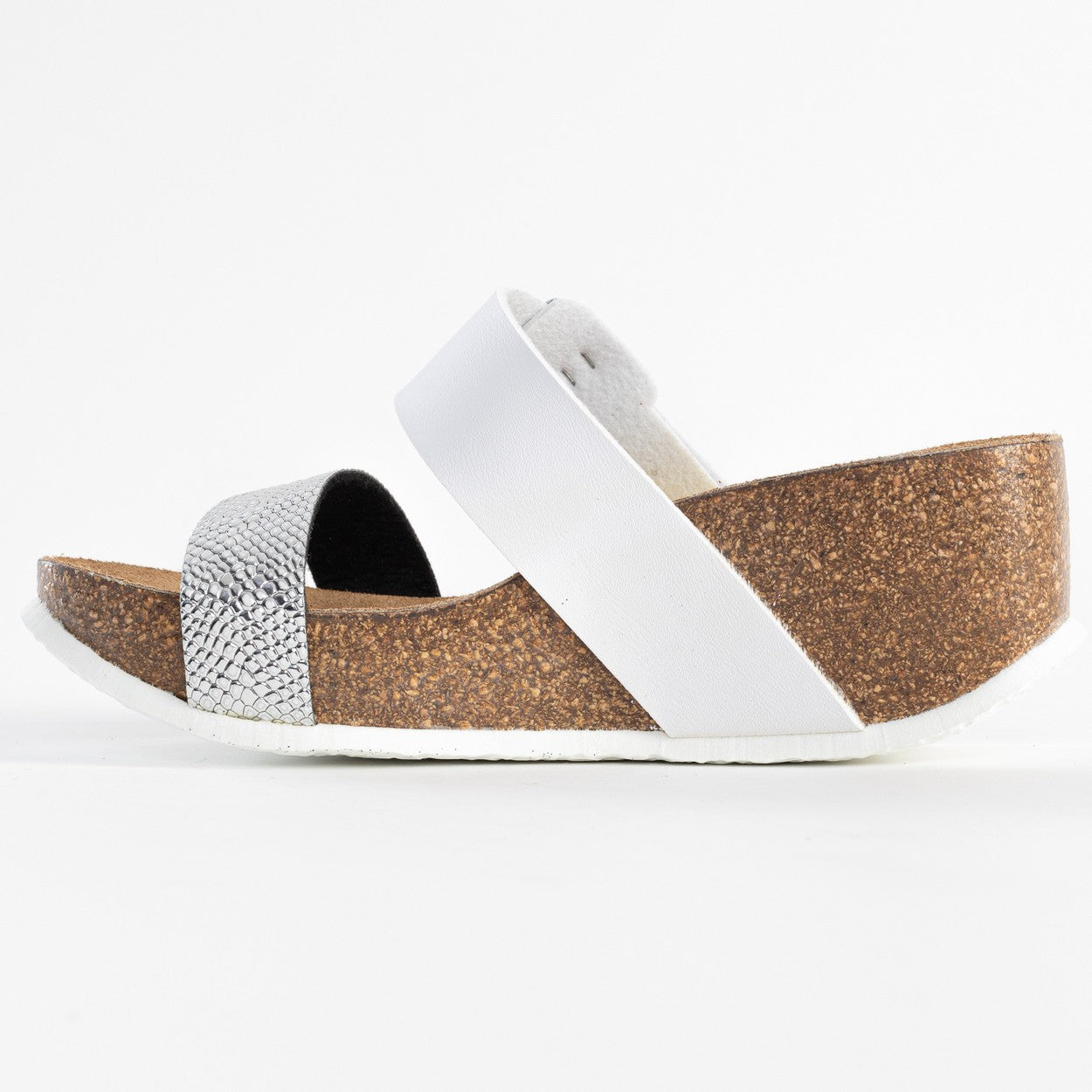 Newcastle White and Silver Wedge and Semi-Wedge Sandals