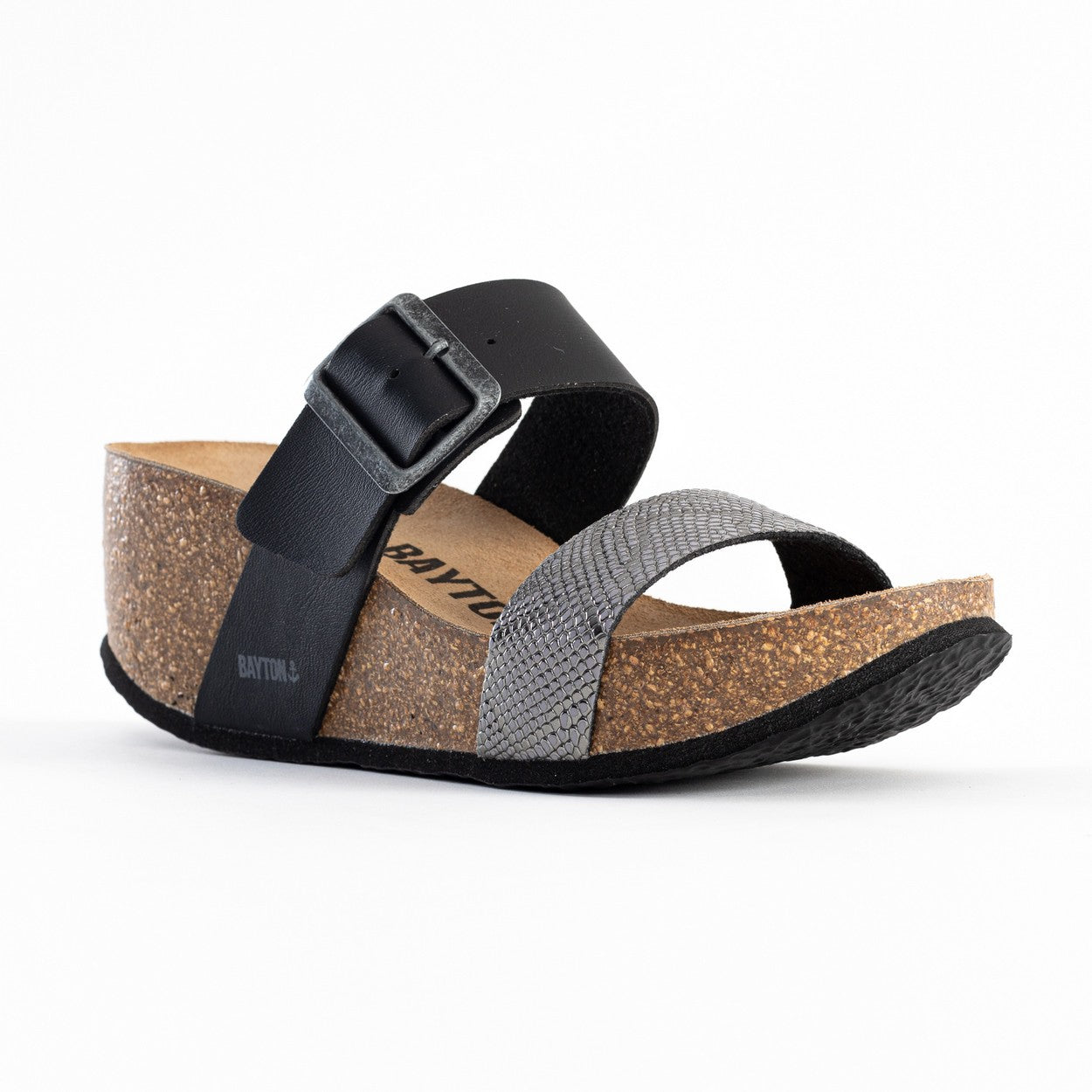 Newcastle Anthracite and Black Wedge and Semi-Wedge Sandals