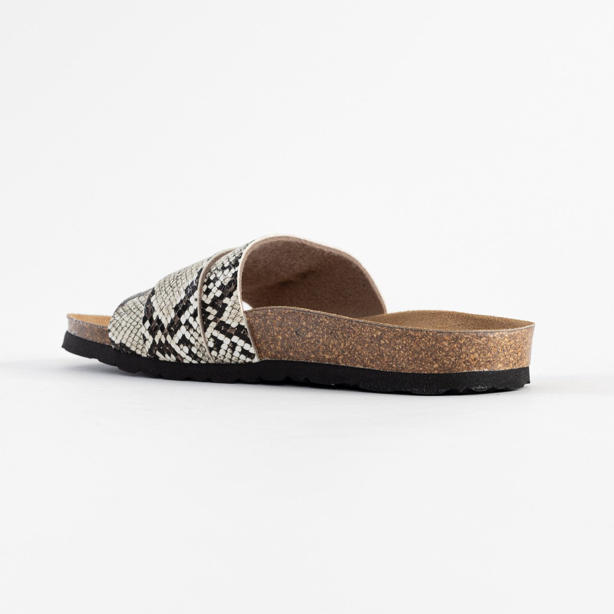 Sandalias Orense 1 Correa Pitón Negro Y Beige