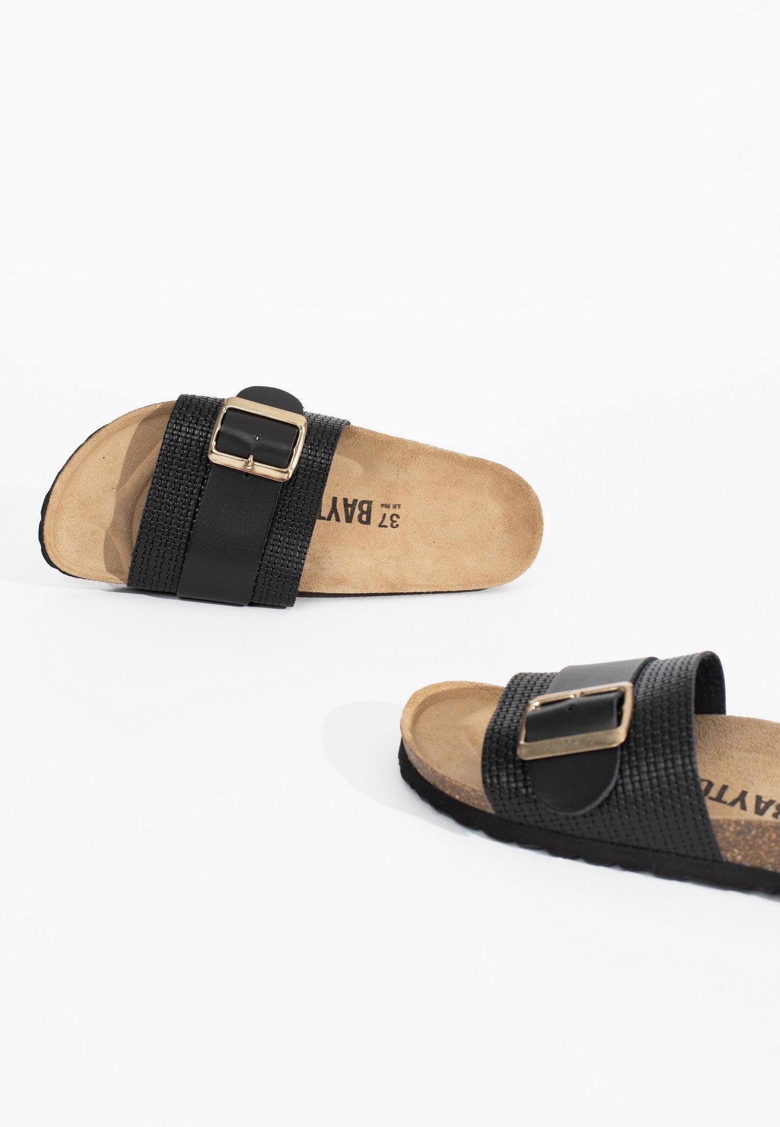 Orense Black 1 Strap Sandals