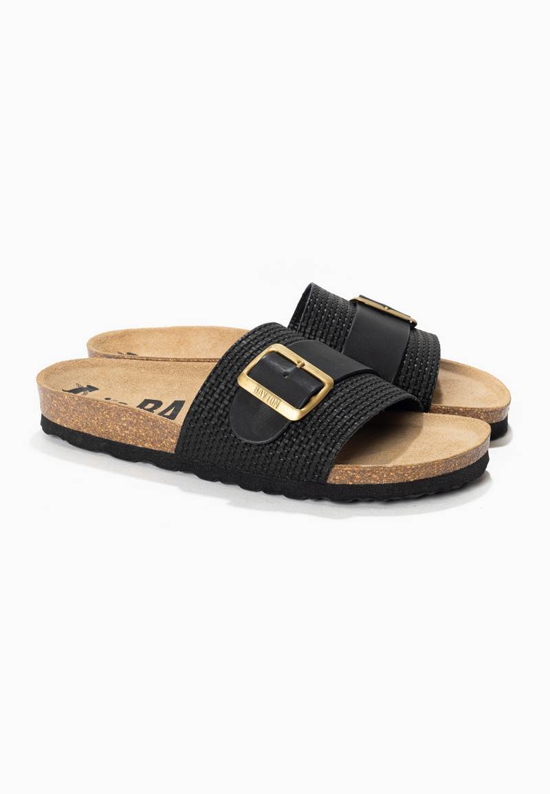 Orense Black 1 Strap Sandals