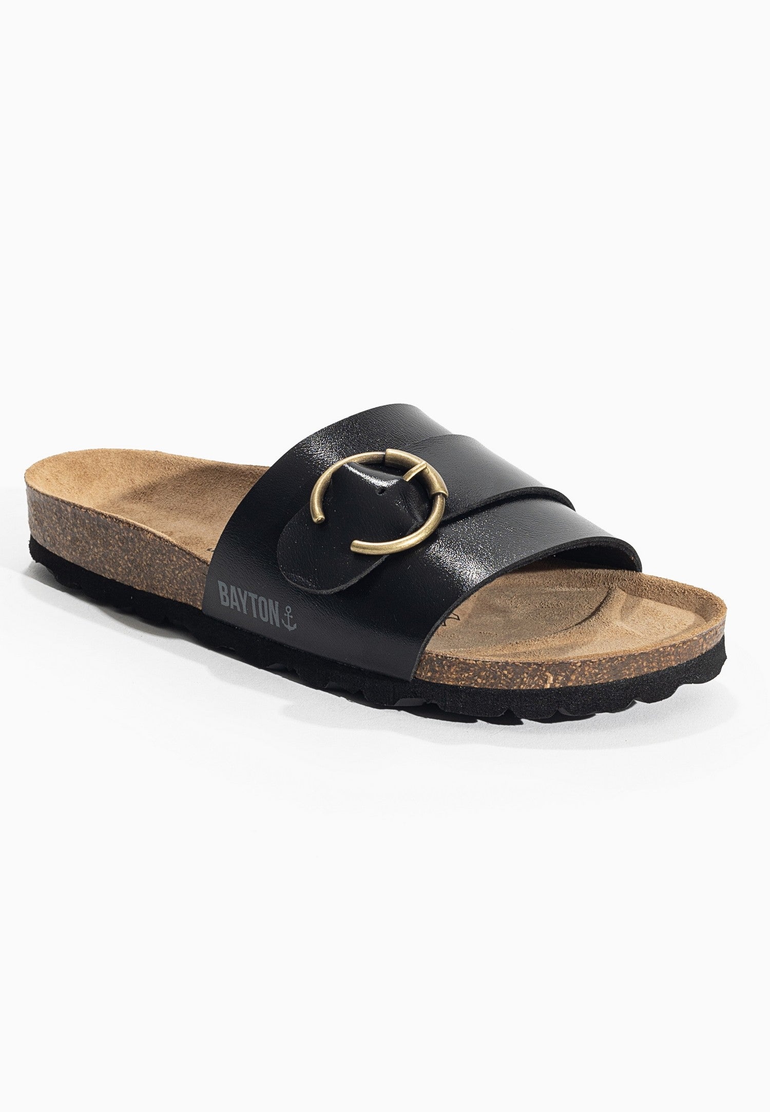 Orense Black 1 Strap Sandals