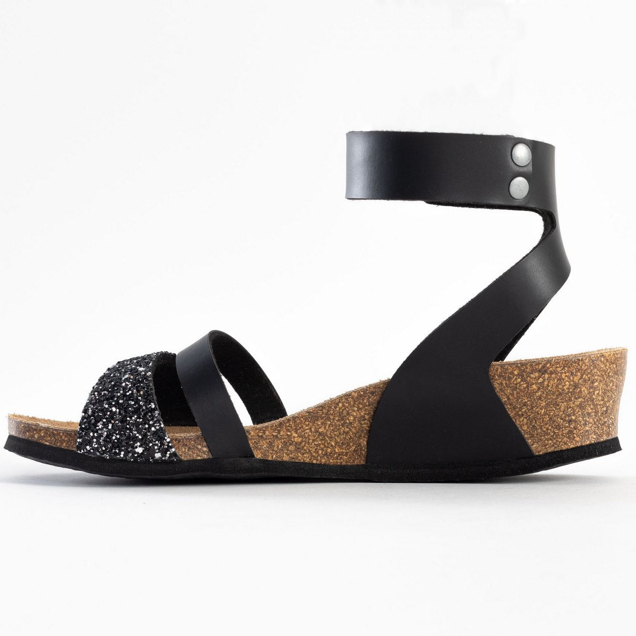 Otrante Black Wedge and Semi-Wedge Sandals