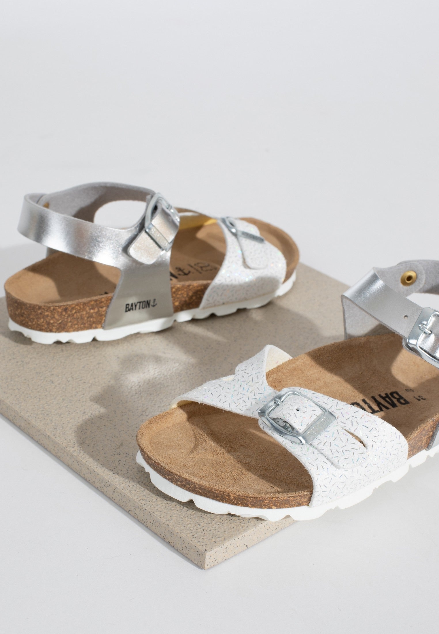 Pegase White and Silver Multi-Strap Sandals