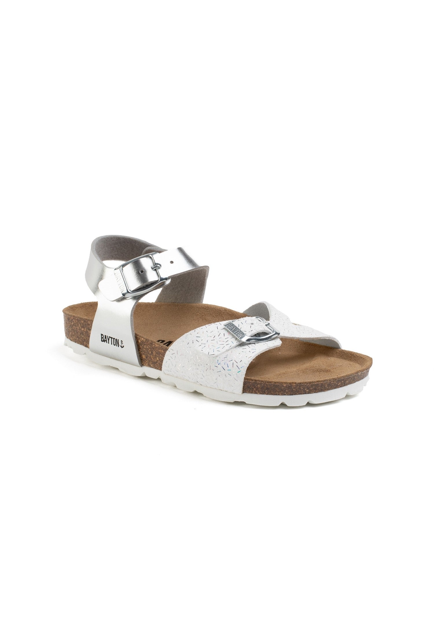 Sandalias Pegase con múltiples tiras en blanco y plateado