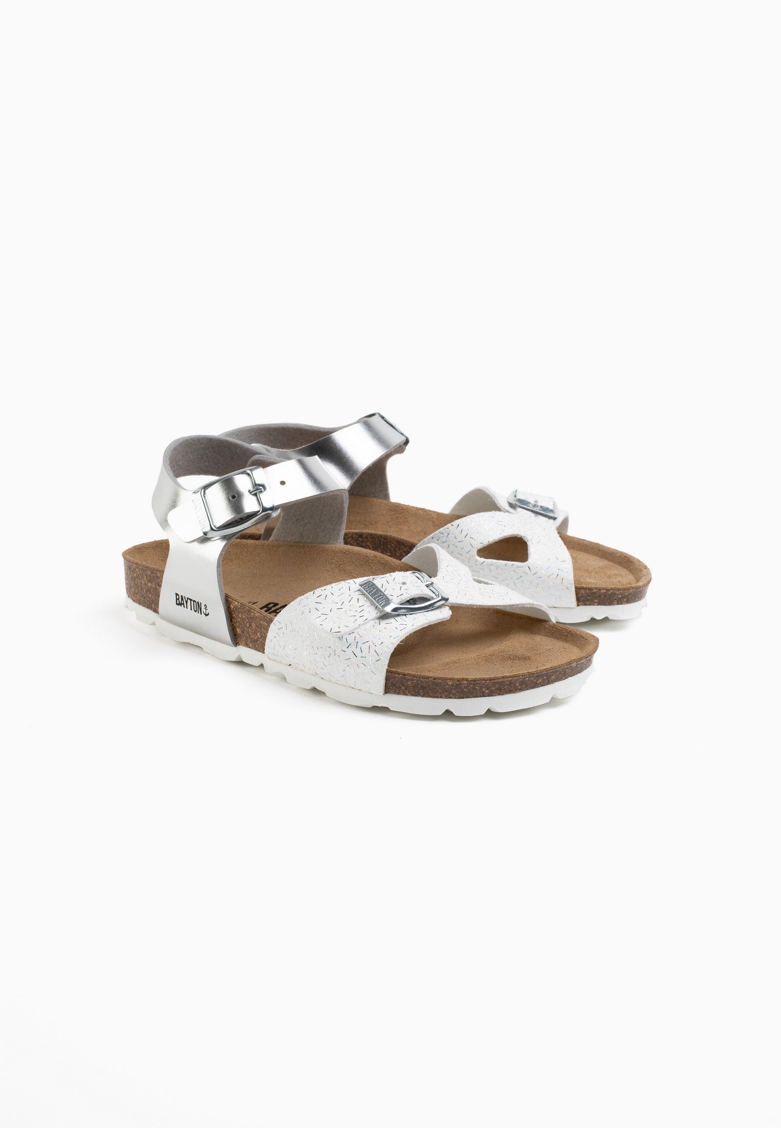 Pegase White and Silver Multi-Strap Sandals