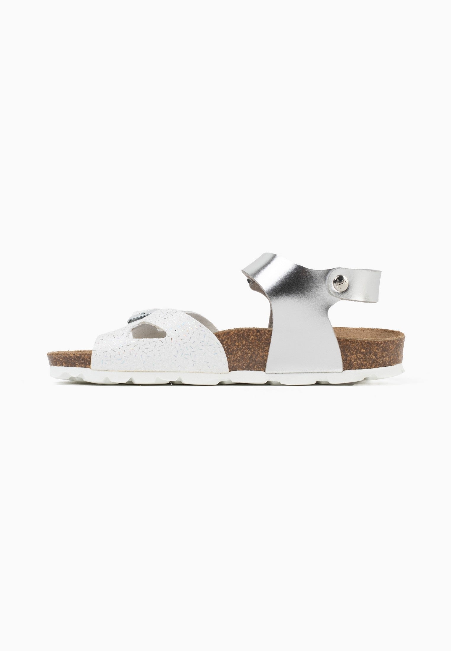 Sandalias Pegase con múltiples tiras en blanco y plateado