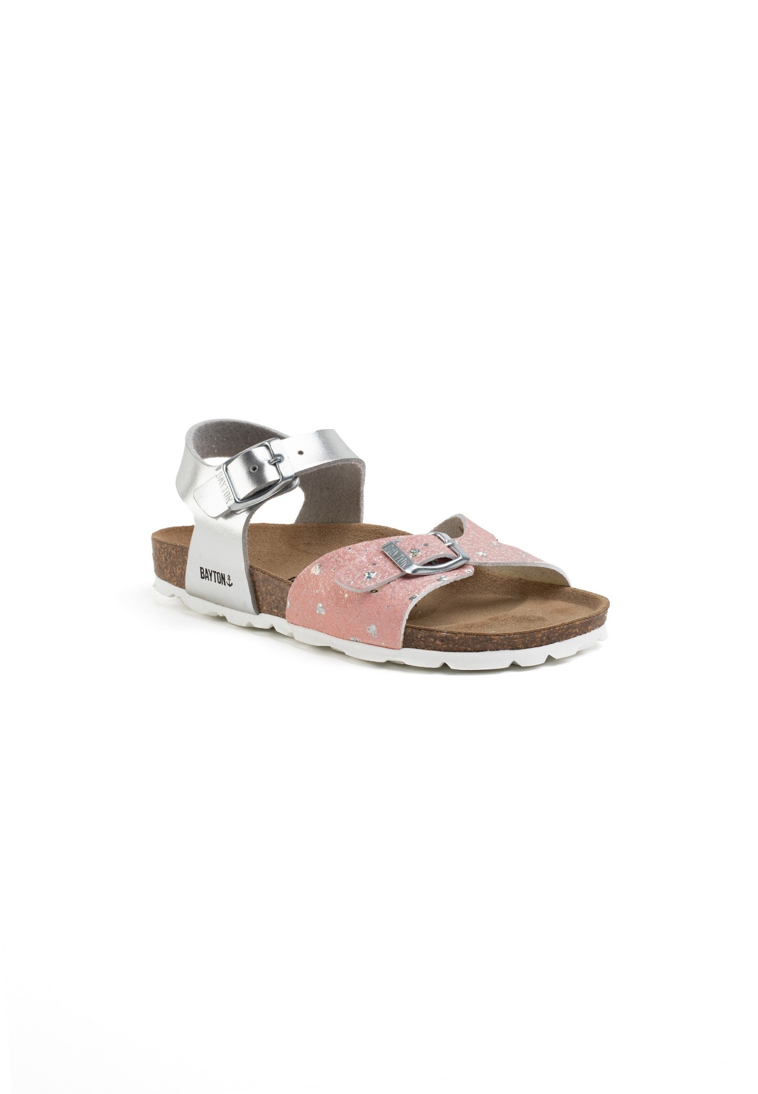 Sandalias Pegase Multitiras Rosa Y Plata