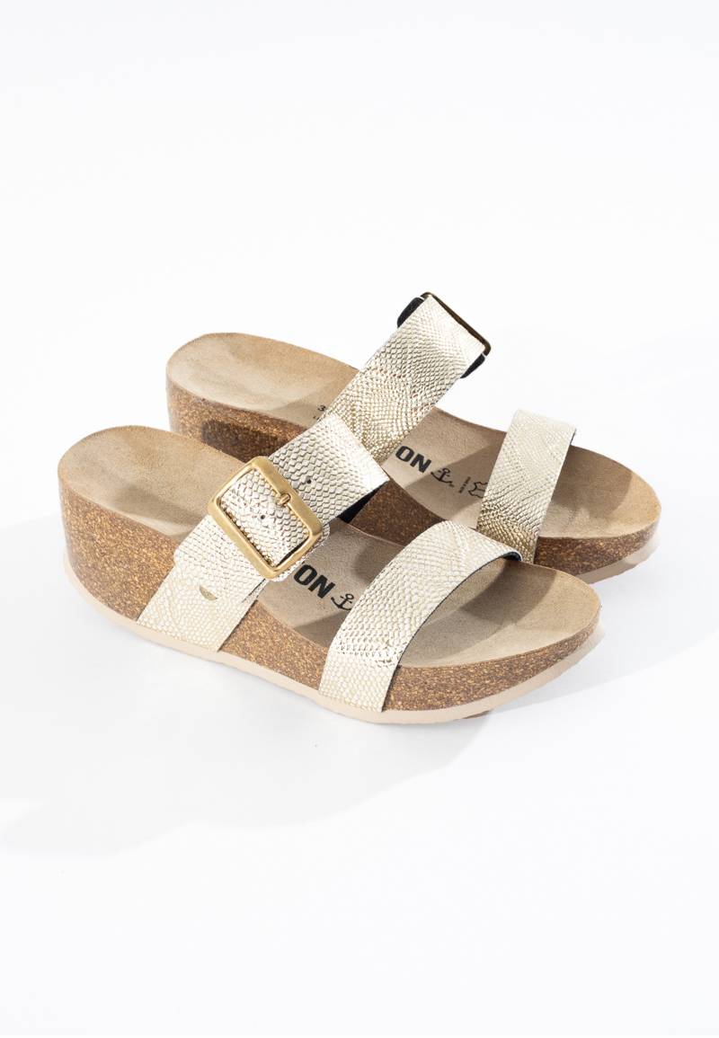 Philomene Light Gold Wedge and Semi-Wedge Sandals